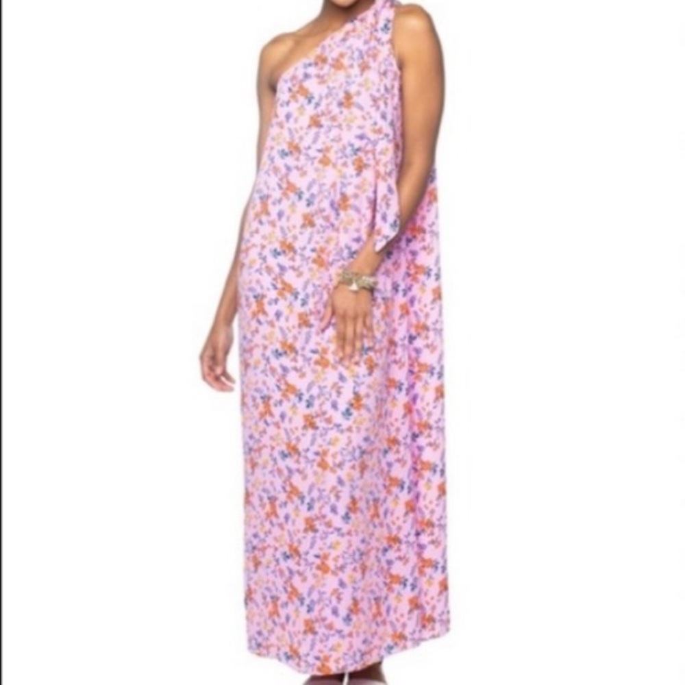 Buddy Love Pink Floral One-Shoulder Maxi Dress